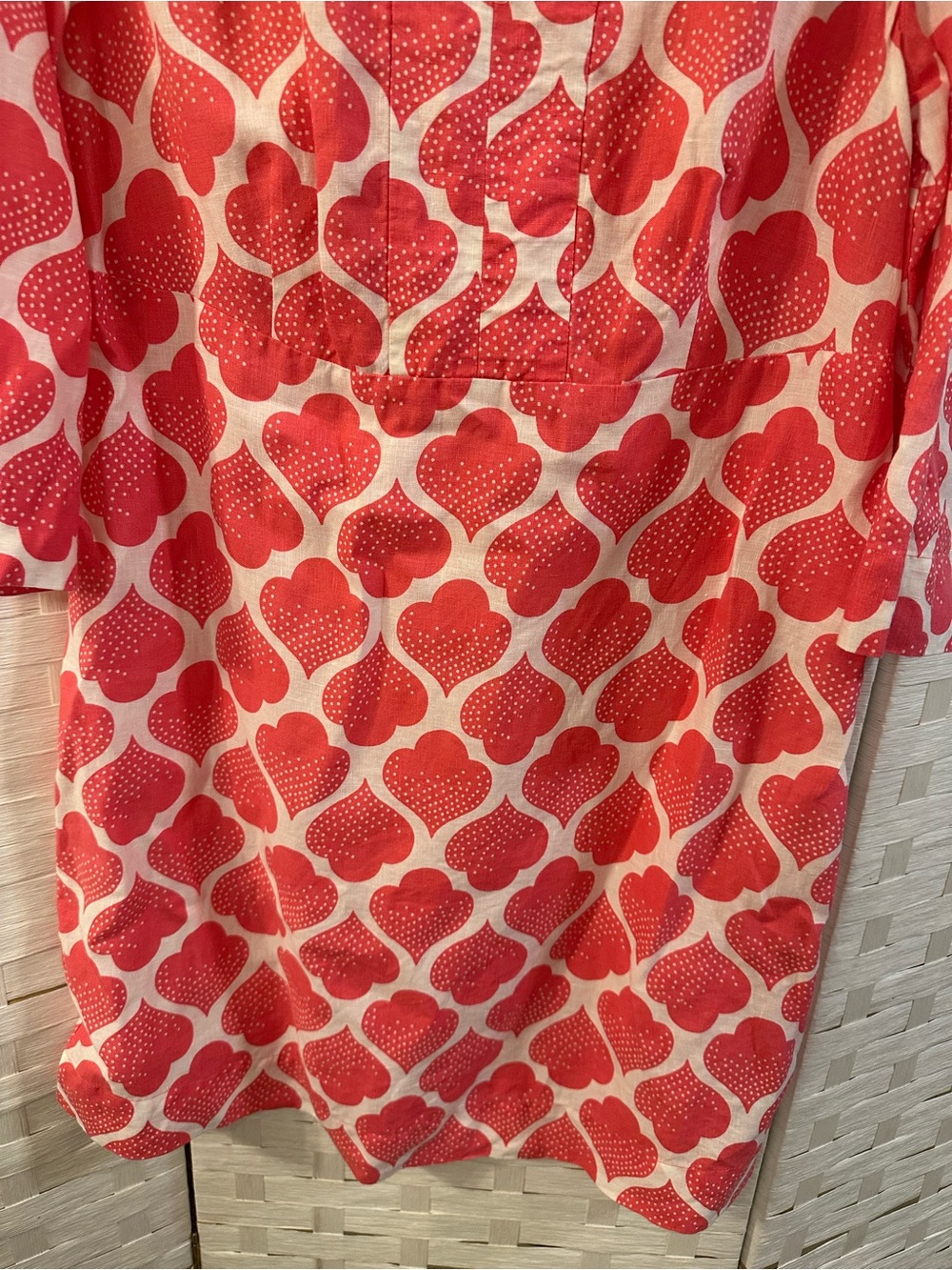 Boden Laurie 100% Linen Tunic Dress Coral Pink Print 14R coastal resortwear - Picture 4 of 7